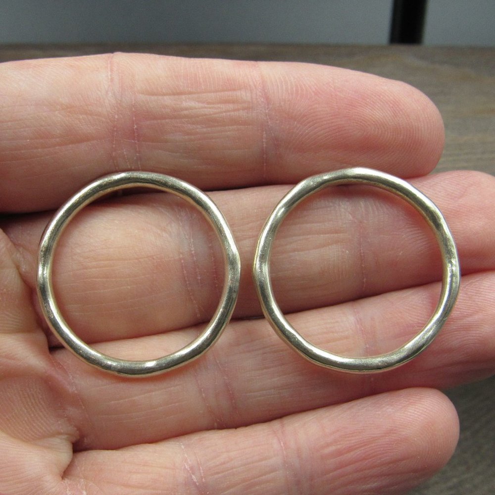Sterling Silver Handmade Thick Circle Earrings Vintage